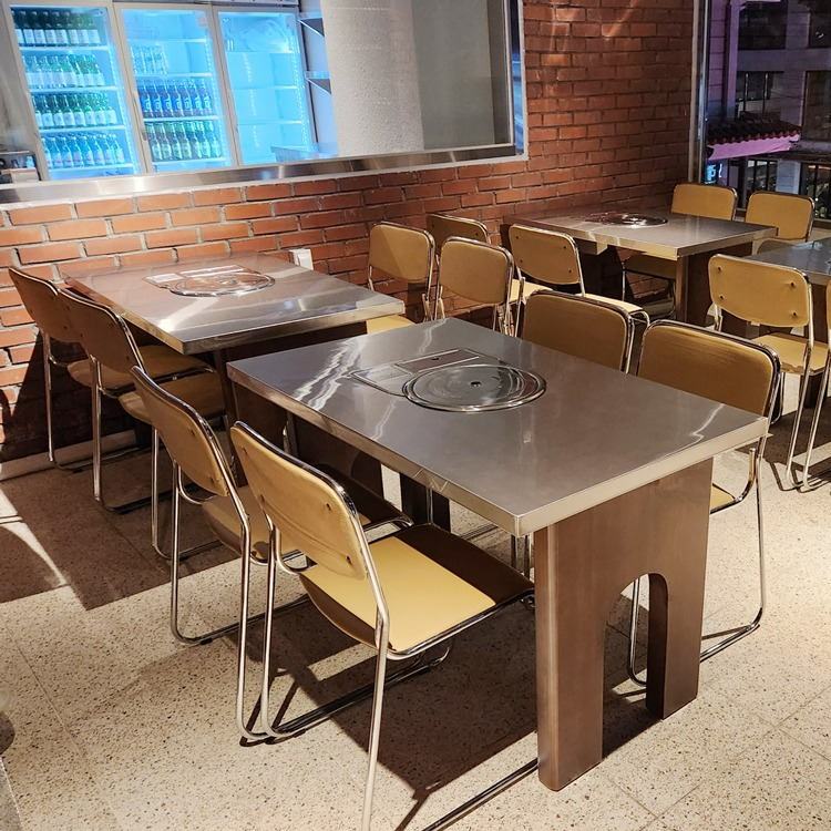 DIN-162 [방이동 식당] 스테인레스 원목 테이블 맞춤제작 납품현장